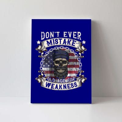 Skull American Flag Dont Ever Mistake Old Age For Weakness Canvas