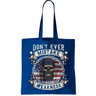 Skull American Flag Dont Ever Mistake Old Age For Weakness Bag