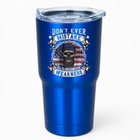 Skull American Flag Dont Ever Mistake Old Age For Weakness Tumbler
