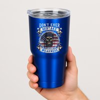 Skull American Flag Dont Ever Mistake Old Age For Weakness Tumbler