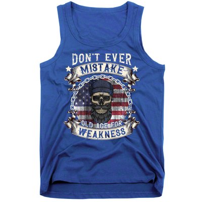 Skull American Flag Dont Ever Mistake Old Age For Weakness Tank Top