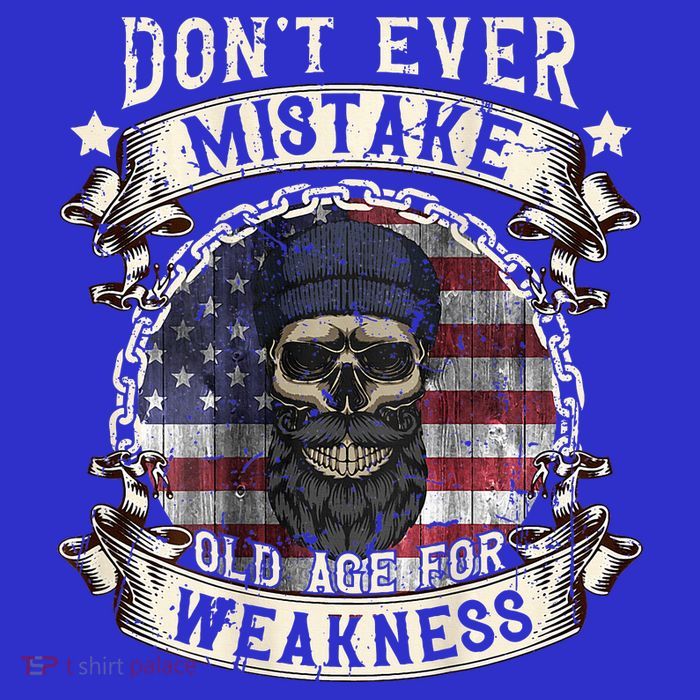 Skull American Flag Dont Ever Mistake Old Age For Weakness Women's V-Neck T-Shirt