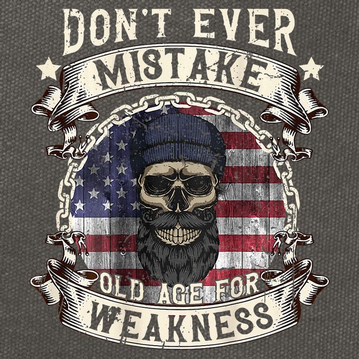 Skull American Flag Dont Ever Mistake Old Age For Weakness Cotton Canvas Backpack