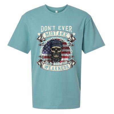 Skull American Flag Dont Ever Mistake Old Age For Weakness Sueded Cloud Jersey T-Shirt