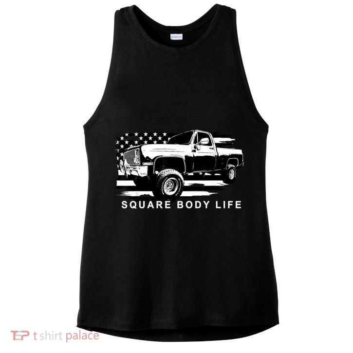 Squarebody American Flag Square Body Truck Ladies PosiCharge Tri-Blend Wicking Tank