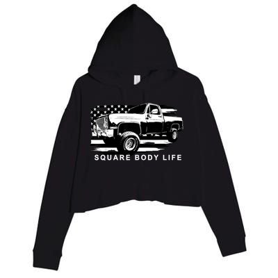 Squarebody American Flag Square Body Truck Crop Fleece Hoodie