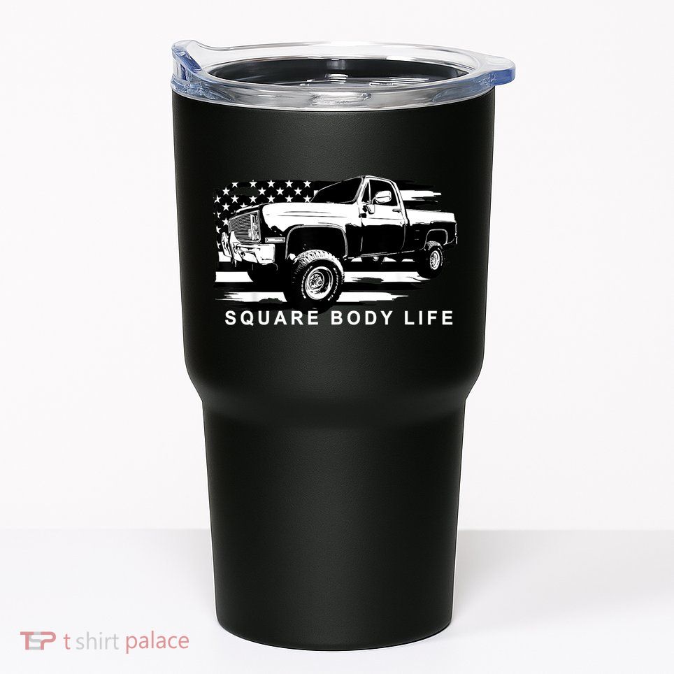 Squarebody American Flag Square Body Truck Tumbler