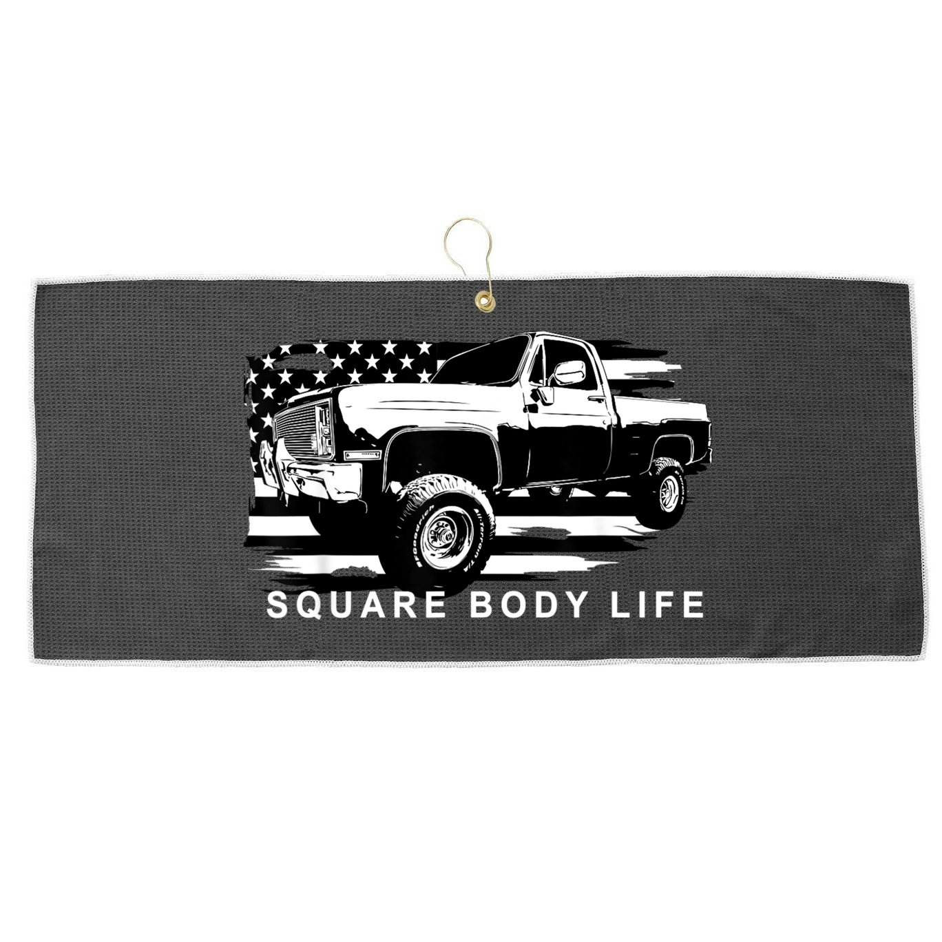 Squarebody American Flag Square Body Truck Large Microfiber Waffle Golf Towel