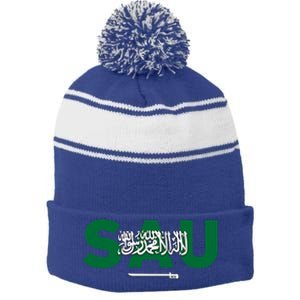 Saudi Arabia For Saudi National Day Gift Stripe Pom Pom Beanie