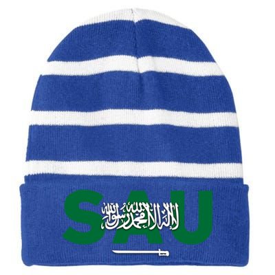 Saudi Arabia For Saudi National Day Gift Striped Beanie with Solid Band