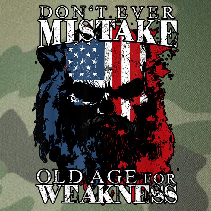 Skull American Flag Dont Ever Mistake Old Age For Weakness Legacy Tie Dye Trucker Hat