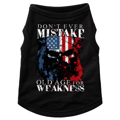 Skull American Flag Dont Ever Mistake Old Age For Weakness Doggie Tank