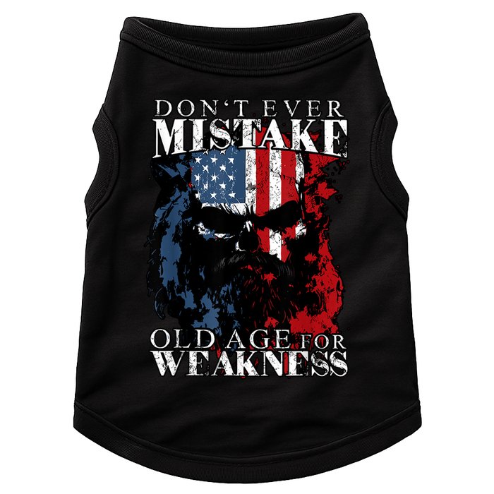 Skull American Flag Dont Ever Mistake Old Age For Weakness Doggie Tank