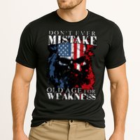 Skull American Flag Dont Ever Mistake Old Age For Weakness Performance Shirt