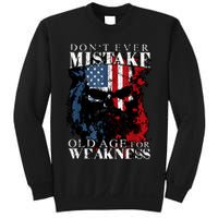 Skull American Flag Dont Ever Mistake Old Age For Weakness Sweatshirt