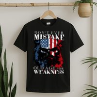 Skull American Flag Dont Ever Mistake Old Age For Weakness T-Shirt