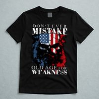 Skull American Flag Dont Ever Mistake Old Age For Weakness T-Shirt