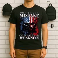 Skull American Flag Dont Ever Mistake Old Age For Weakness T-Shirt