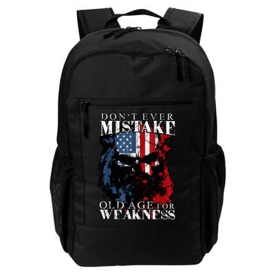 Skull American Flag Dont Ever Mistake Old Age For Weakness Backpack