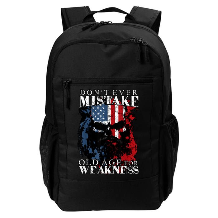 Skull American Flag Dont Ever Mistake Old Age For Weakness Backpack