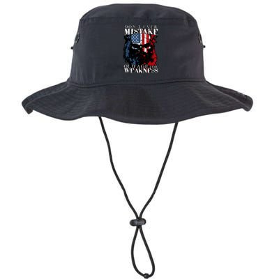Skull American Flag Dont Ever Mistake Old Age For Weakness Bucket Hat