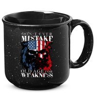 Skull American Flag Dont Ever Mistake Old Age For Weakness 15oz Campfire Ceramic Mug