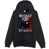 Skull American Flag Dont Ever Mistake Old Age For Weakness Premium Pullover Hoodie