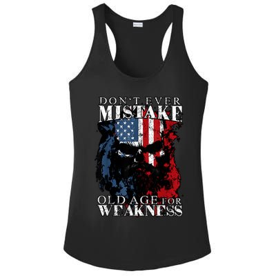 Skull American Flag Dont Ever Mistake Old Age For Weakness Ladies PosiCharge Competitor Racerback Tank