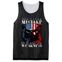Skull American Flag Dont Ever Mistake Old Age For Weakness Mesh Reversible Basketball Jersey Tank