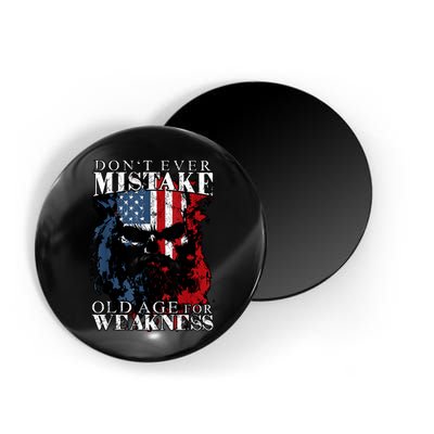Skull American Flag Dont Ever Mistake Old Age For Weakness Magnet