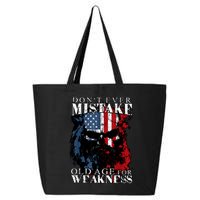 Skull American Flag Dont Ever Mistake Old Age For Weakness 25L Jumbo Tote