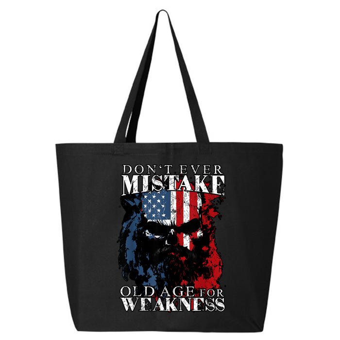 Skull American Flag Dont Ever Mistake Old Age For Weakness 25L Jumbo Tote