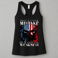 Skull American Flag Dont Ever Mistake Old Age For Weakness Womens Tank Top