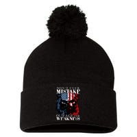 Skull American Flag Dont Ever Mistake Old Age For Weakness Pom Pom 12in Knit Beanie
