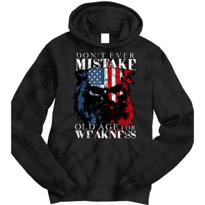 Skull American Flag Dont Ever Mistake Old Age For Weakness Tie Dye Hoodie