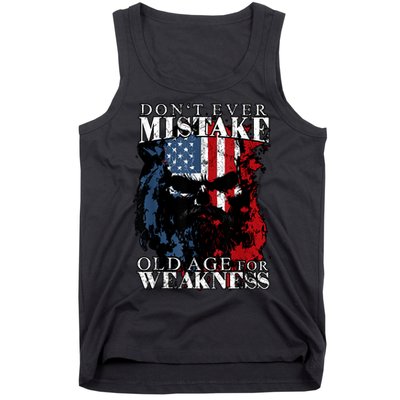 Skull American Flag Dont Ever Mistake Old Age For Weakness Tank Top