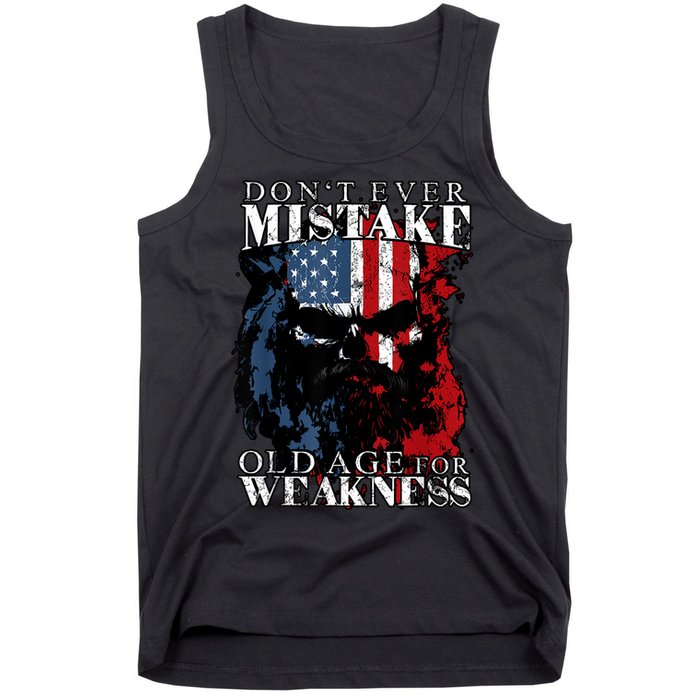 Skull American Flag Dont Ever Mistake Old Age For Weakness Tank Top
