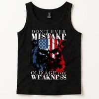 Skull American Flag Dont Ever Mistake Old Age For Weakness Tank Top