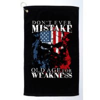Skull American Flag Dont Ever Mistake Old Age For Weakness Golf Towel