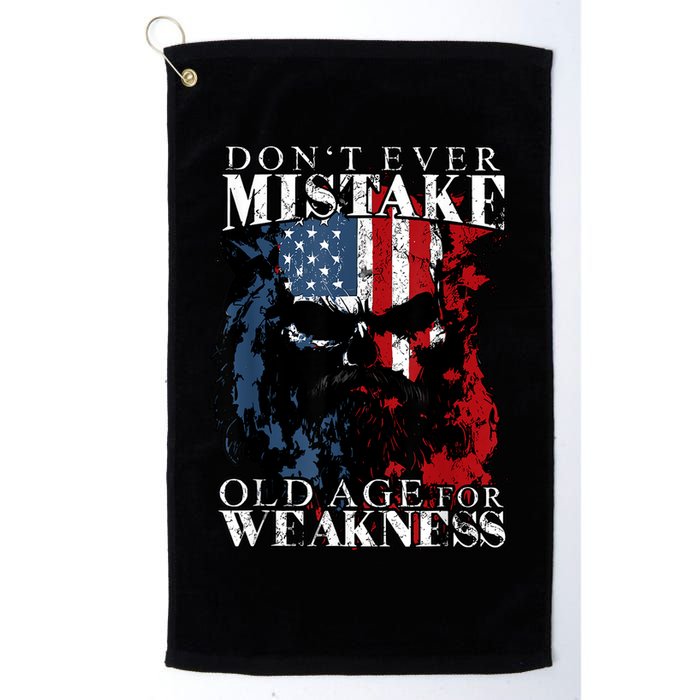 Skull American Flag Dont Ever Mistake Old Age For Weakness Golf Towel