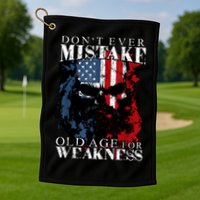 Skull American Flag Dont Ever Mistake Old Age For Weakness Golf Towel