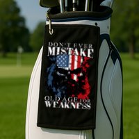 Skull American Flag Dont Ever Mistake Old Age For Weakness Golf Towel