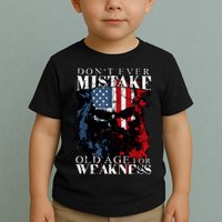 Skull American Flag Dont Ever Mistake Old Age For Weakness Toddler T-Shirt