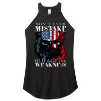 Skull American Flag Dont Ever Mistake Old Age For Weakness Women's Perfect Tri Rocker Tank
