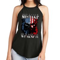 Skull American Flag Dont Ever Mistake Old Age For Weakness Women's Perfect Tri Rocker Tank