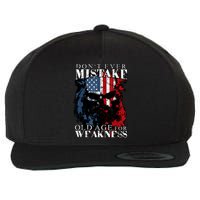 Skull American Flag Dont Ever Mistake Old Age For Weakness Wool Snapback Cap