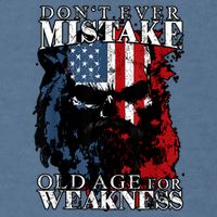 Skull American Flag Dont Ever Mistake Old Age For Weakness Garment-Dyed Sweatshirt