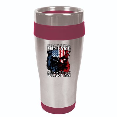 Skull American Flag Dont Ever Mistake Old Age For Weakness 16oz Travel Tumbler