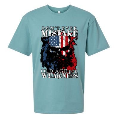 Skull American Flag Dont Ever Mistake Old Age For Weakness Sueded Cloud Jersey T-Shirt