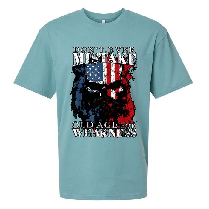 Skull American Flag Dont Ever Mistake Old Age For Weakness Sueded Cloud Jersey T-Shirt